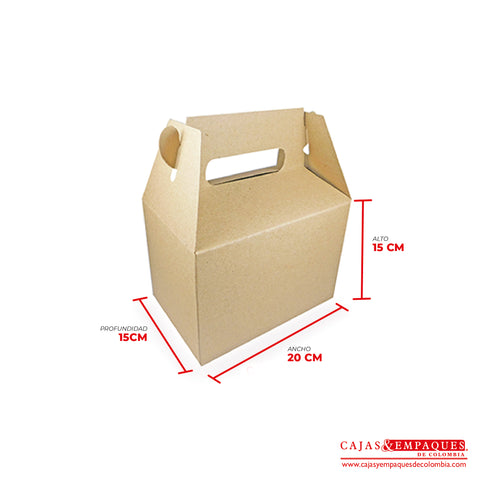 Caja Ecológica tipo maletín 20x15x15 cm café Cajas y Empaques de Colombia