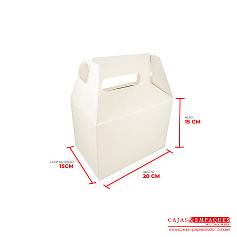 Caja ecológica tipo maletín 20x15x15 cm crema Cajas y Empaques de Colombia