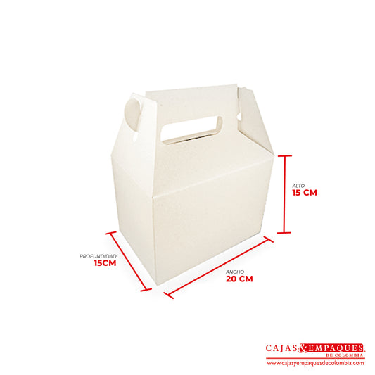 Caja ecológica tipo maletín 20x15x15 cm crema Cajas y Empaques de Colombia