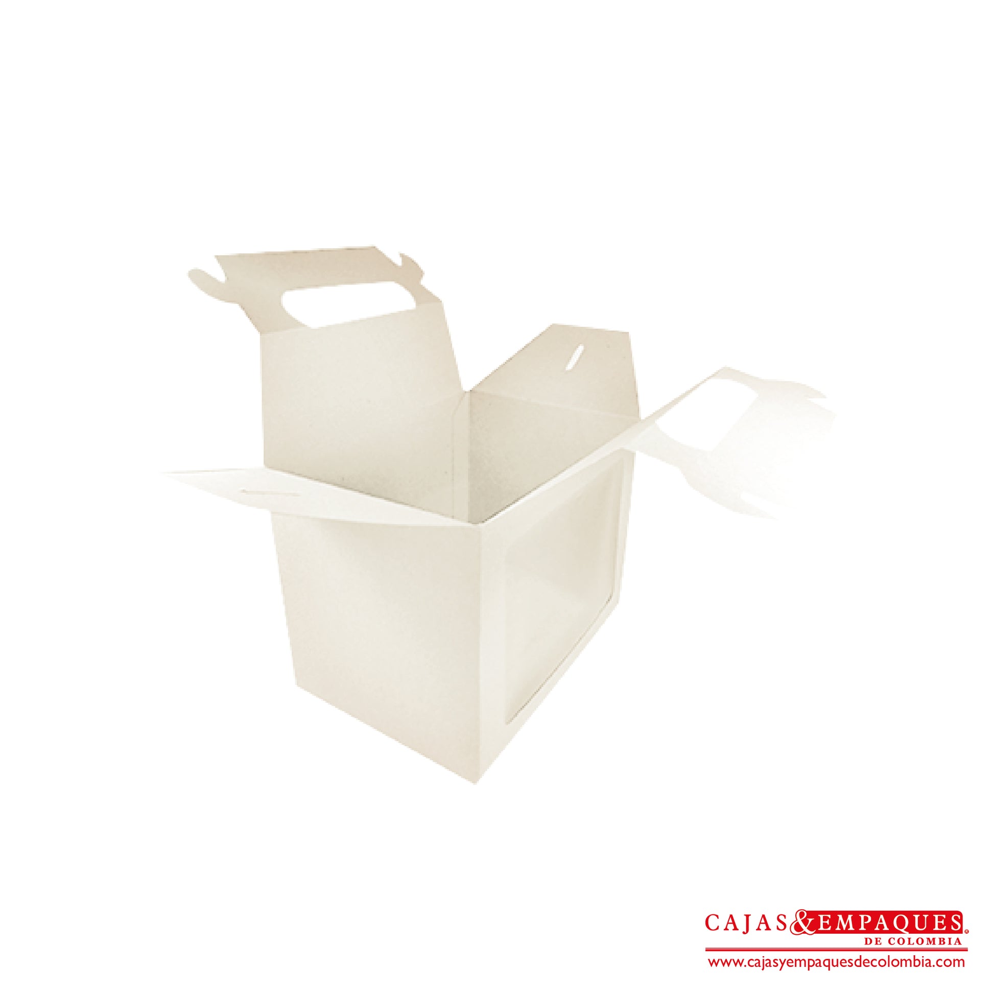 Caja ecológica tipo maletín con ventana 20x15x15 cm crema Cajas y Empaques de Colombia