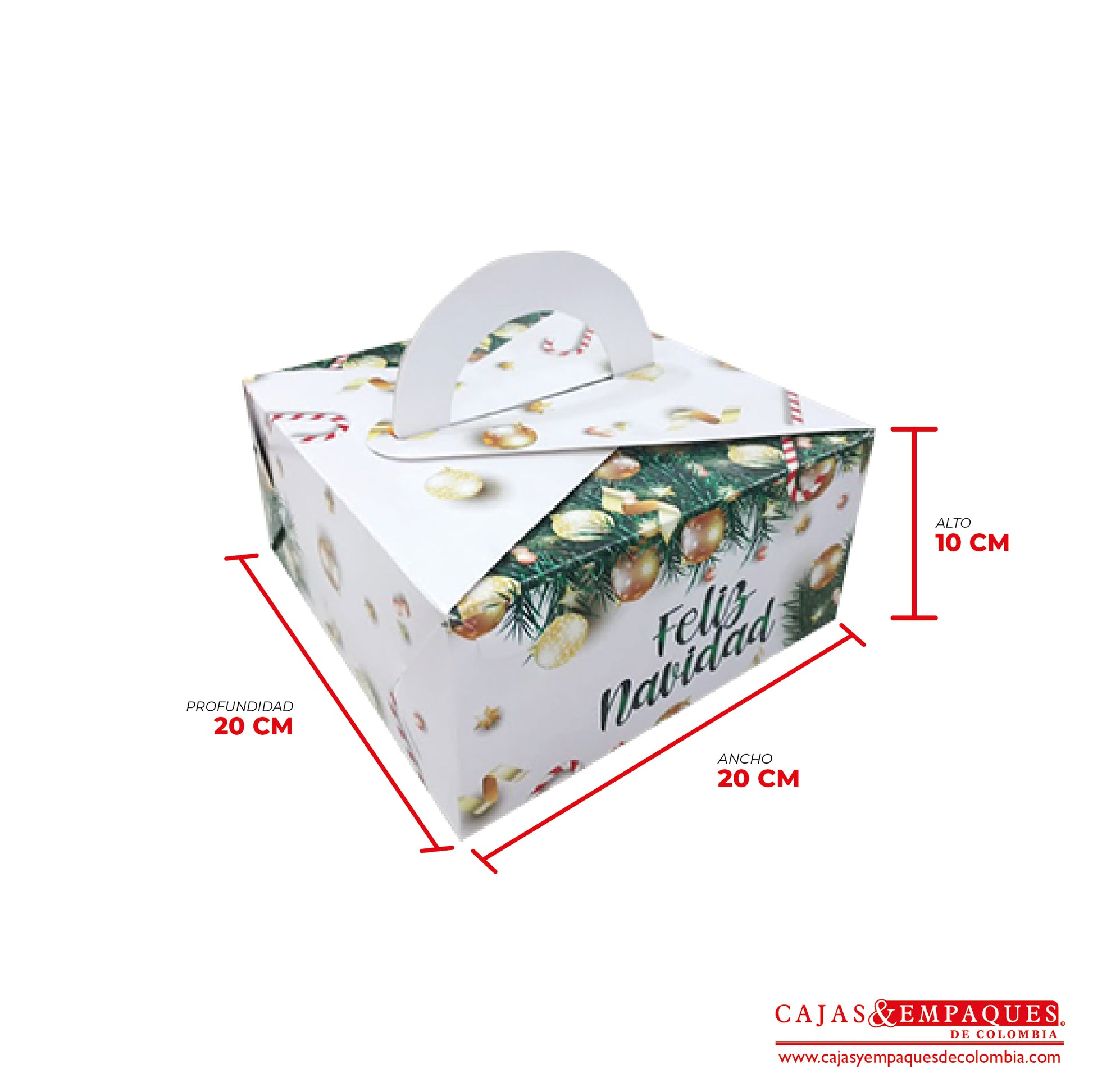 Caja ecológica plegadiza 20x20x10 cm navidad Cajas y Empaques de Colombia