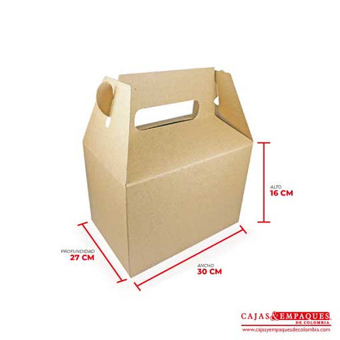 Caja ecológica tipo maletín 30x27x16 café Cajas y Empaques de Colombia
