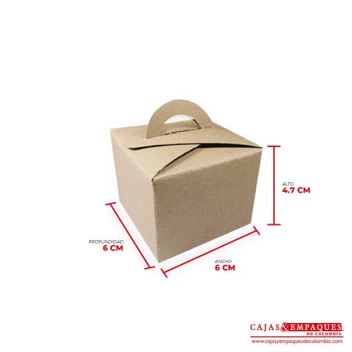 Caja ecológica tipo maletín 6x6x4.7 cm café Cajas y Empaques de Colombia
