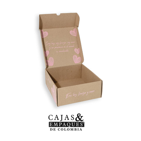 Caja Ecológica Plegadiza Micro Corrugado 30x26x11 cm (Corazones y flores)