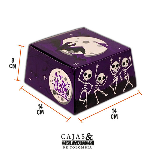 Caja Ecológica Plegadiza 14x14x8 cm Halloween Morada