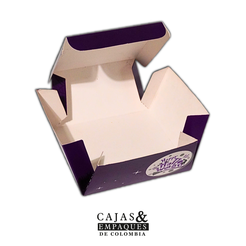 Caja Ecológica Plegadiza 14x14x8 cm Halloween Morada