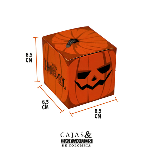 Caja Ecológica tipo Cubo 6.5x6.5x6.5 cm Halloween Naranja