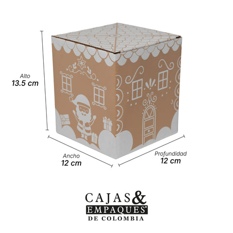 Caja ecológica tipo solapa 12x12x13.5 cm La Villa de Santa - Santa