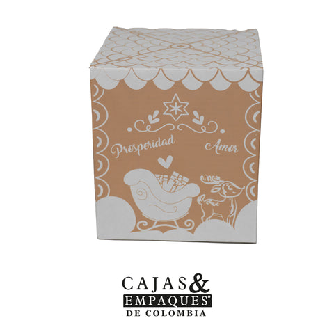 Caja ecológica tipo solapa 12x12x13.5 cm La Villa de Santa - Santa