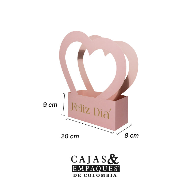 Eco-friendly folding box 20X8X9 cm Happy day Heart Pink
