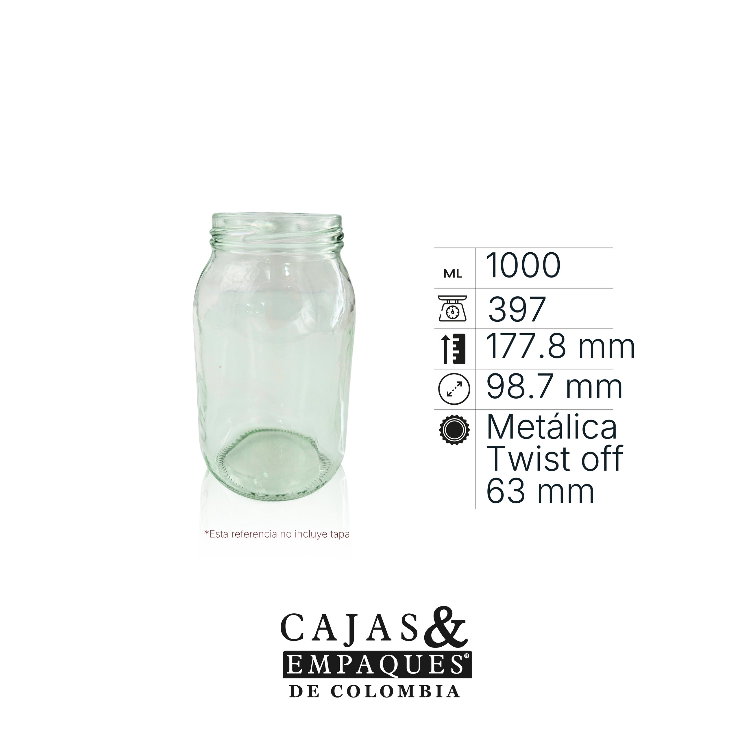 Envase de vidrio 1265 - 1000 ml