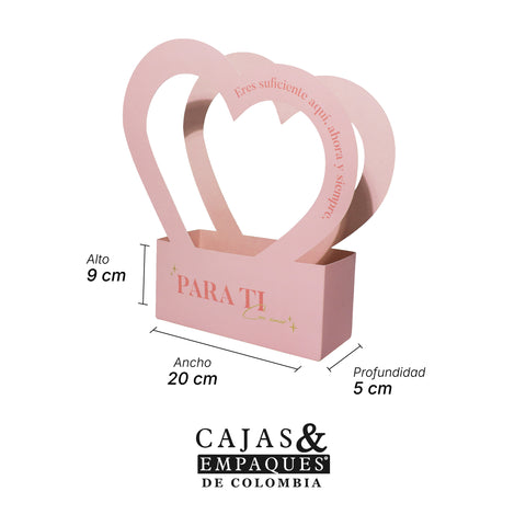 Caja ecológica plegadiza 20X8X9 cm Corazón para ti Rosa
