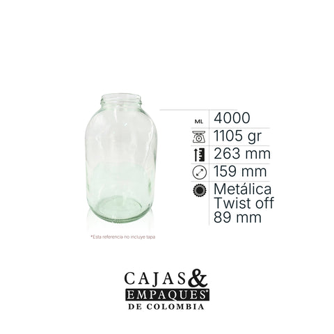 Envase de vidrio 1266 - 4000 ml