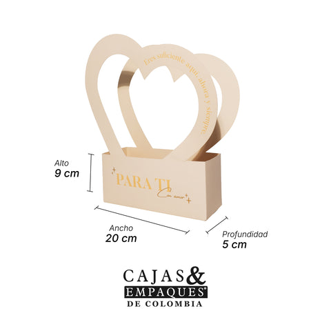 Caja ecológica plegadiza 20X8X9 cm Corazón para ti crema
