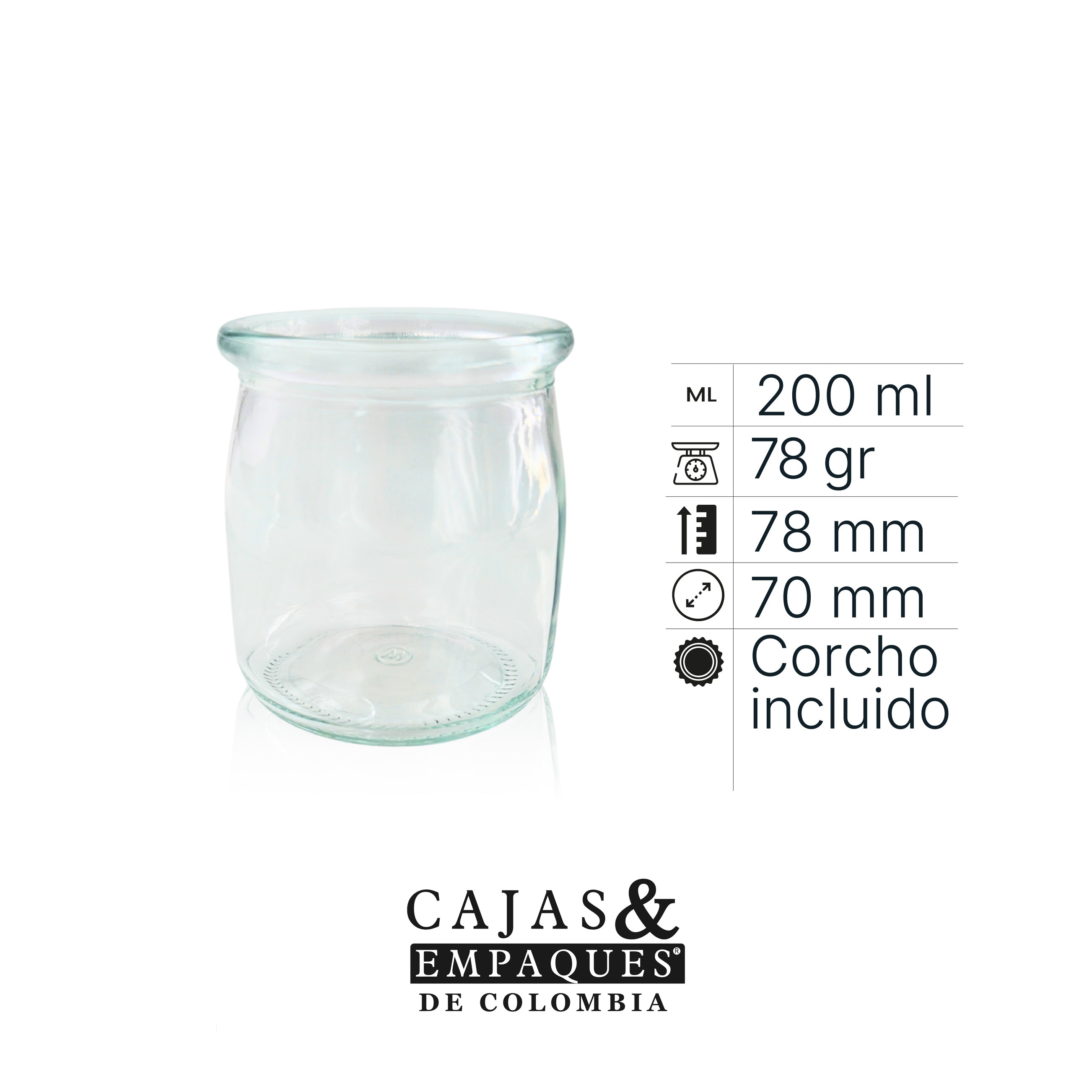 Envase de vidrio pudín - 200 ml bajo