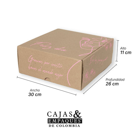 Caja Ecológica Plegadiza Micro Corrugado 30x26x11 cm (Feliz Día Rostro)