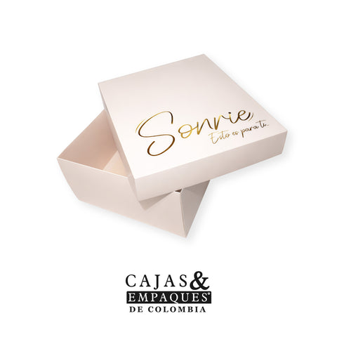 Caja ecológica tapa y base 38x30x16 crema - Sonrie