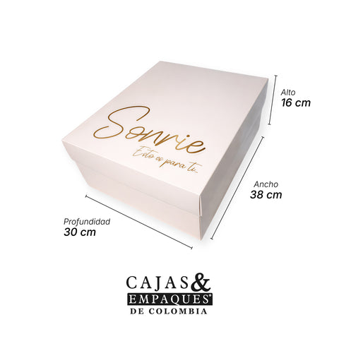 Caja ecológica tapa y base 38x30x16 crema - Sonrie