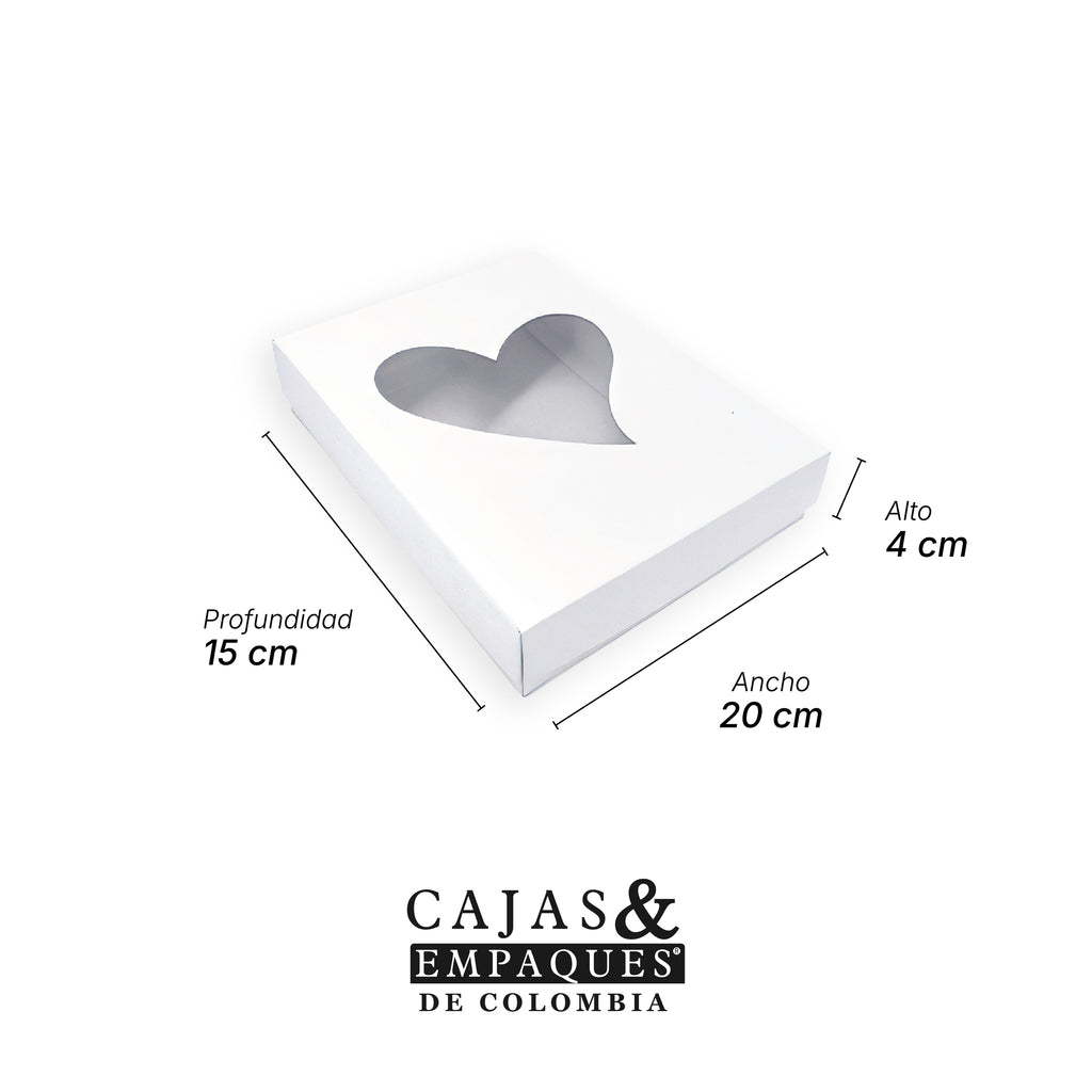 Caja ecológica tapa y base con ventana 20x15x4 cm blanco
