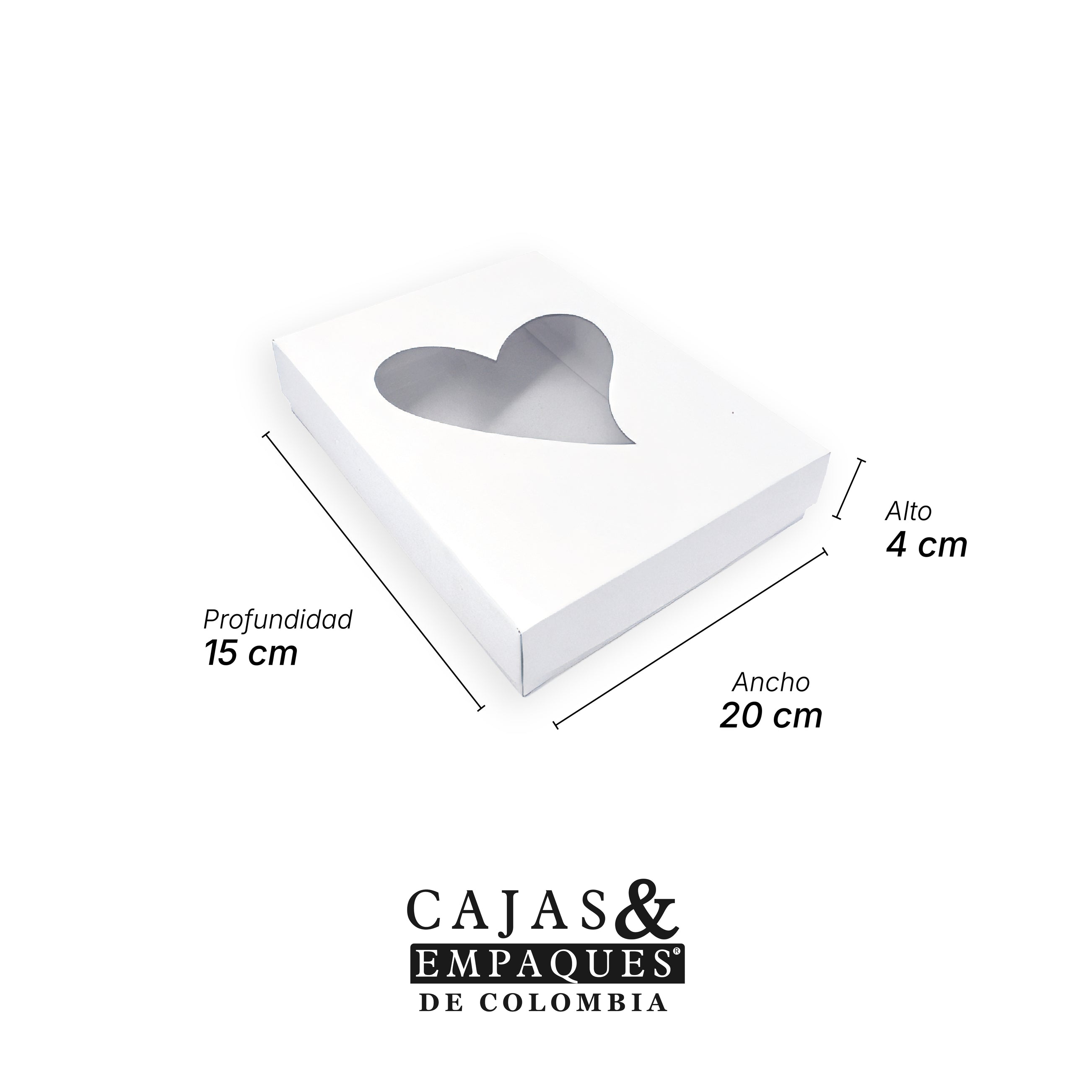 Caja ecológica tapa y base con ventana 20x15x4 cm blanco