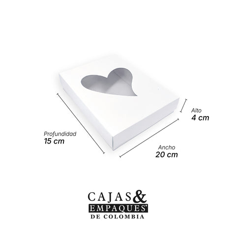 Caja ecológica tapa y base con ventana 20x15x4 cm blanco
