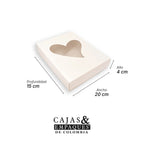 Caja ecológica tapa y base con ventana 20x15x4 cm crema