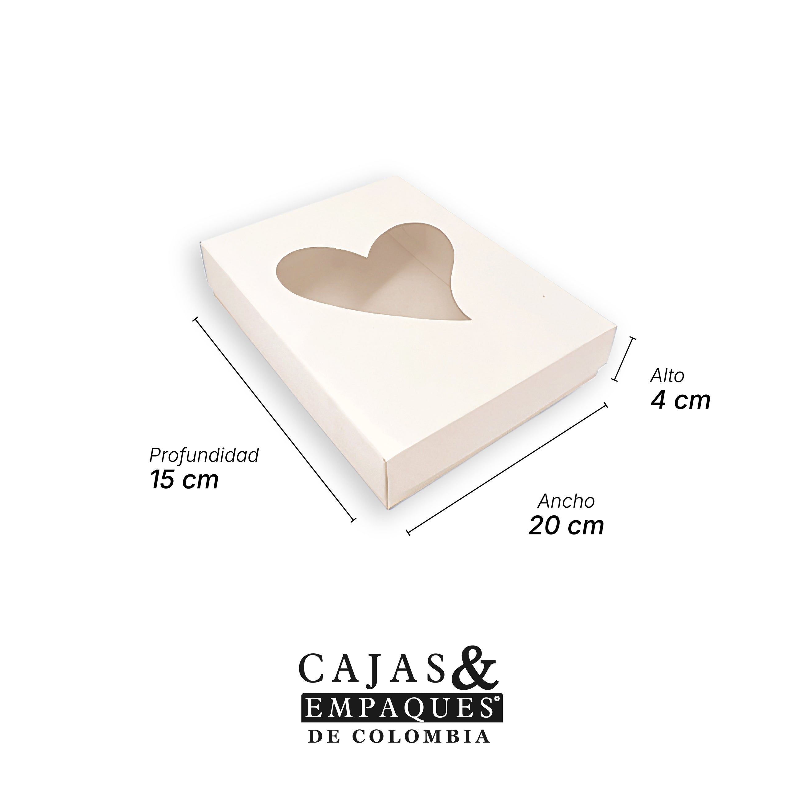 Caja ecológica tapa y base con ventana 20x15x4 cm crema