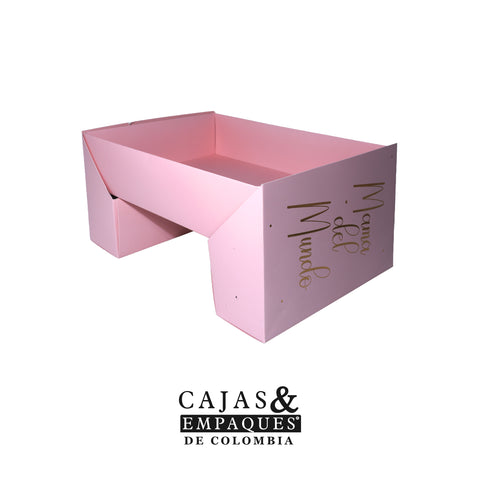 Caja ecológica base y funda para desayunos Rosada - Mamá- 35x26x8