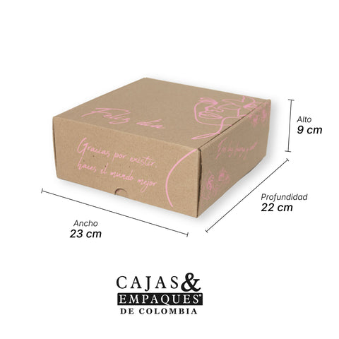 Caja Ecológica Plegadiza Micro Corrugado 22x23x9 cm (Feliz Día Rostro)