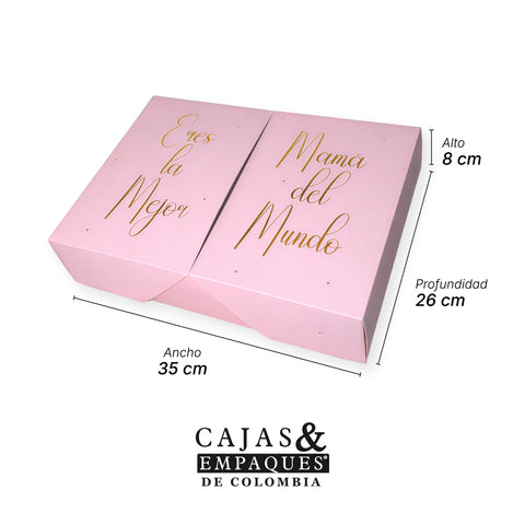 Caja ecológica base y funda para desayunos Rosada - Mamá- 35x26x8
