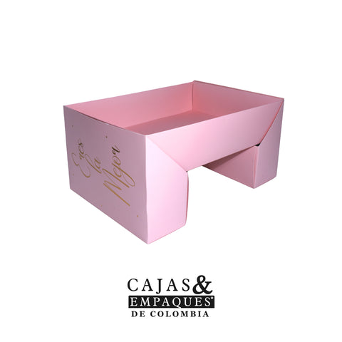 Caja ecológica base y funda para desayunos Rosada - Mamá- 35x26x8