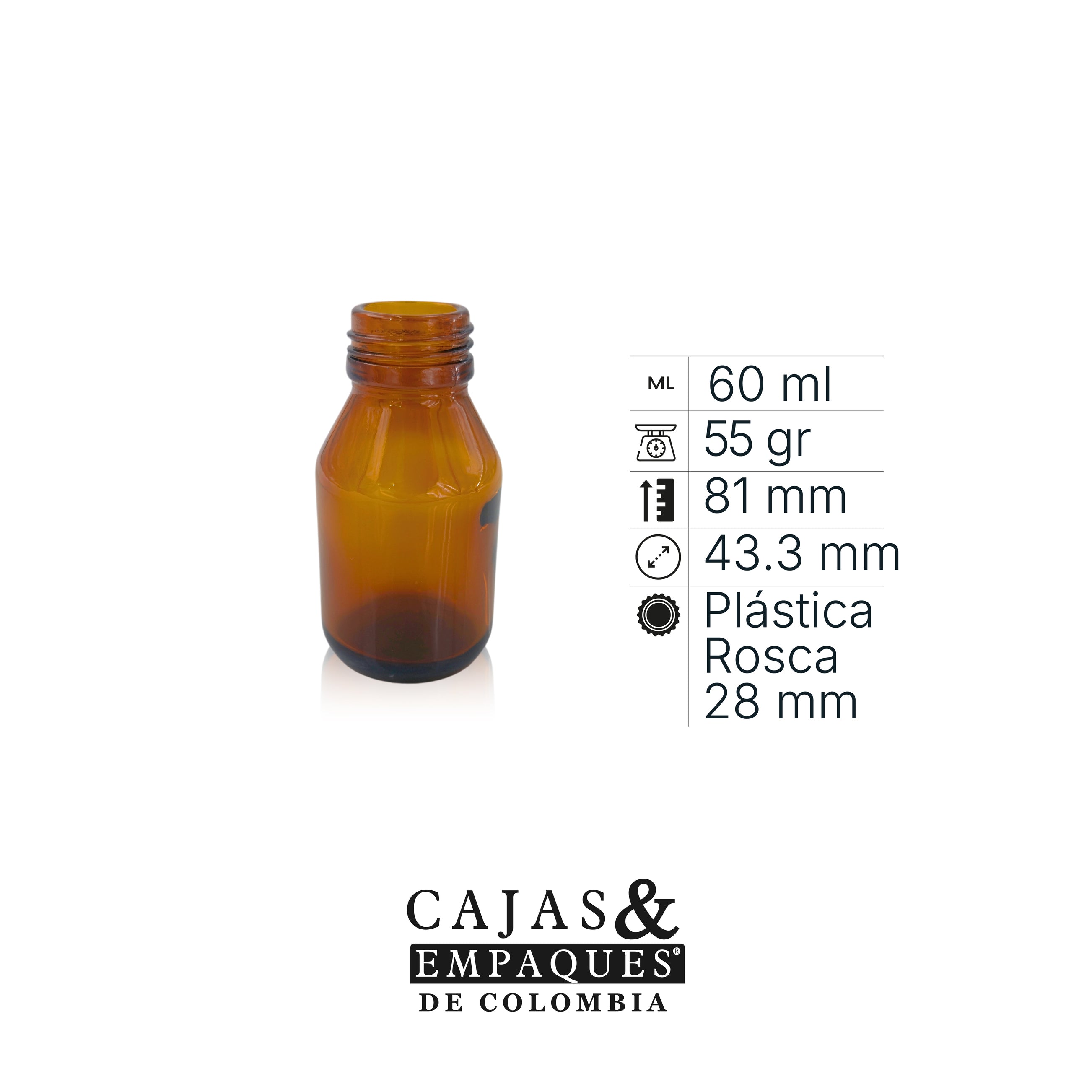 Envase de vidrio ambar 3399 - 60 ml