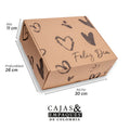 Caja ecológica plegadiza 30x26x11 cm café corazones negros