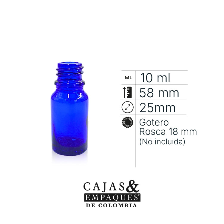 Envase de vidrio 3302 - 10 ML AC 18 ámbar azul