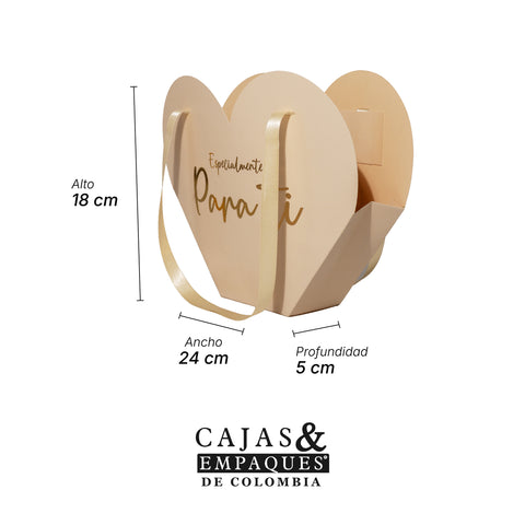 Bolsa ecológica 24X5X18 Corazón para ti Crema