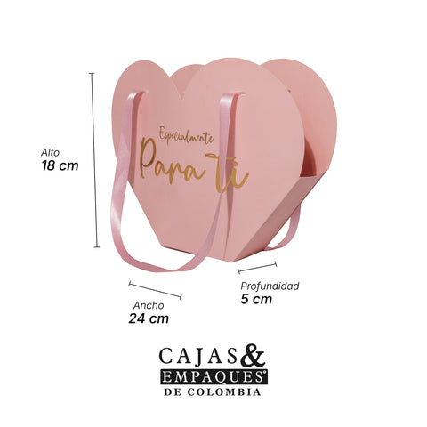 Bolsa ecológica 24X5X18 Corazón para ti Rosado