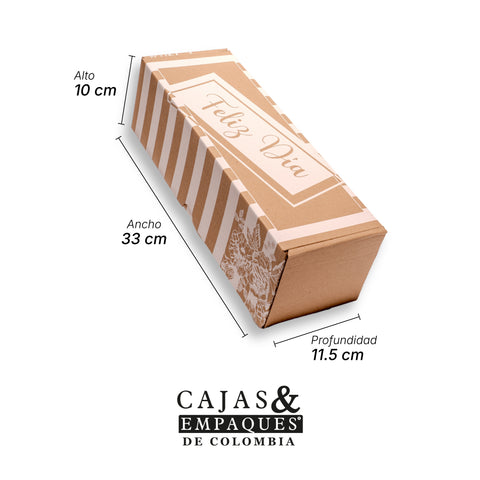 Caja ecológica plegadiza 33x11.3x10cm café rayas blancas