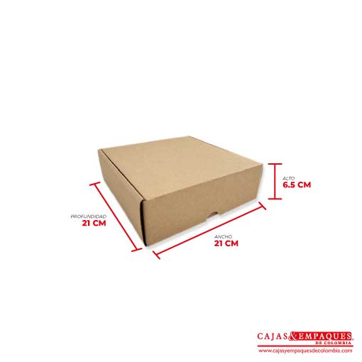 Caja ecológica plegadiza 21x21x6.5 cm micro-corrugado Cajas y Empaques de Colombia