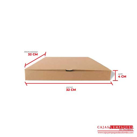 Caja ecológica plegadiza 32x32x4 cm micro-corrugado pizza Cajas y Empaques de Colombia