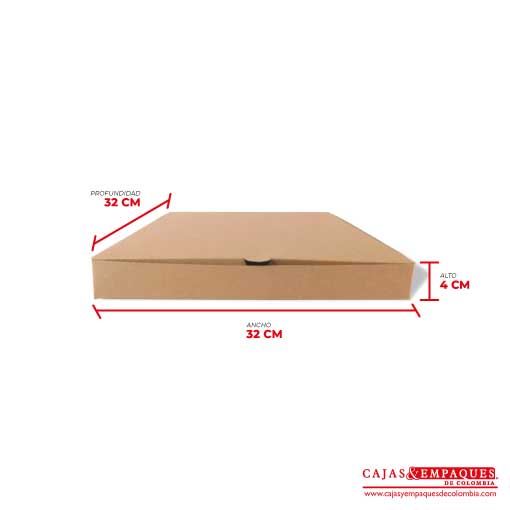 Caja ecológica plegadiza 32x32x4 cm micro-corrugado pizza Cajas y Empaques de Colombia