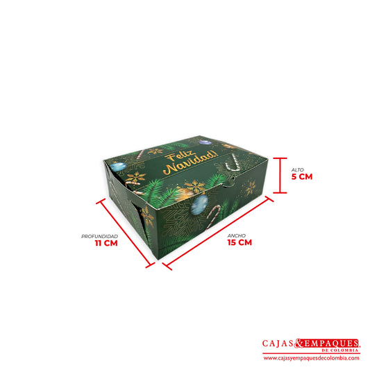 Caja ecológica plegadiza 15x11x5 cm verde navidad Cajas y Empaques de Colombia