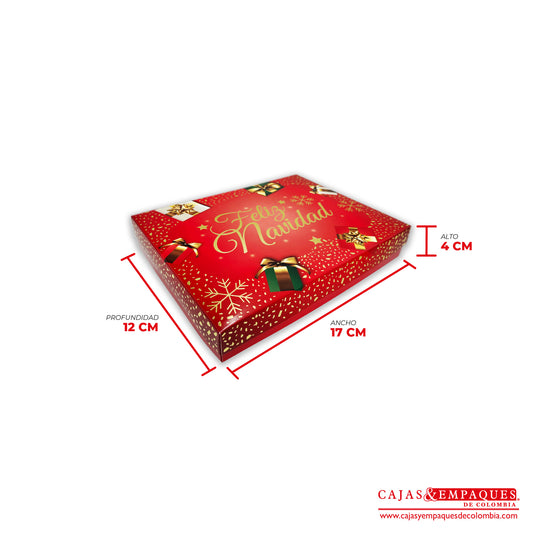 -Caja ecológica tapa y base navidad roja 17x12x4 cm Cajas y Empaques de Colombia