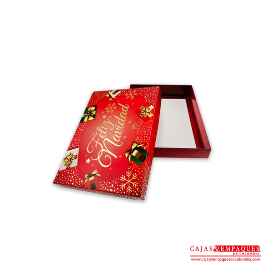 -Caja ecológica tapa y base navidad roja 17x12x4 cm Cajas y Empaques de Colombia