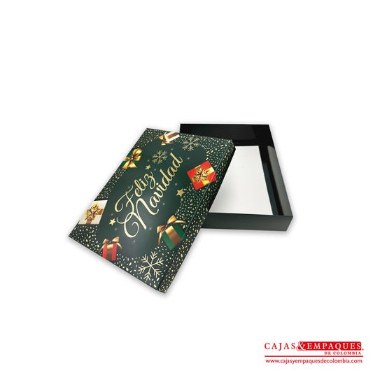 -Caja ecológica tapa y base navidad verde 17x12x4 cm Cajas y Empaques de Colombia