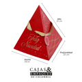 Caja ecológica piramide 25x25x31cm navidad estampada