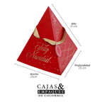 Caja ecológica piramide 25x25x31cm navidad estampada