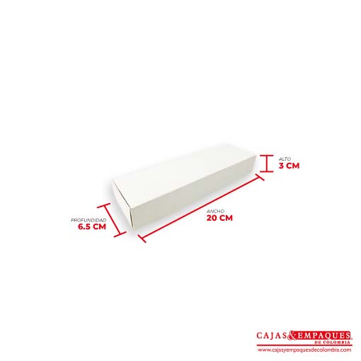 Caja ecológica plegadiza 20x6.5x3 cm blanco Cajas y Empaques de Colombia