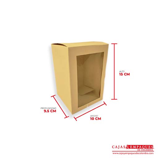 Caja ecológica plegadiza con ventana 10x9.5x15 café Cajas y Empaques de Colombia
