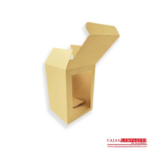 Caja ecológica plegadiza con ventana 10x9.5x15 café Cajas y Empaques de Colombia