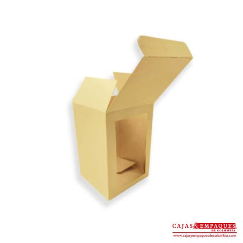 Caja ecológica plegadiza con ventana 10x9.5x15 café Cajas y Empaques de Colombia